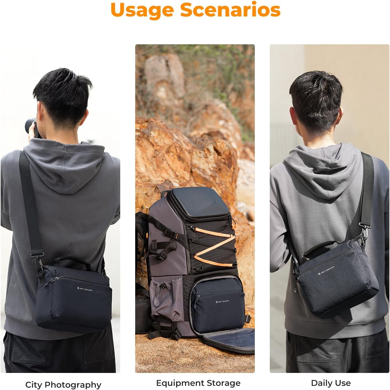 K&F CONCEPT Camera Sling Bag Small Crossbody Camera Case DSLR/SLR/Cute Compact Shoulder Photography Bags for Photographers