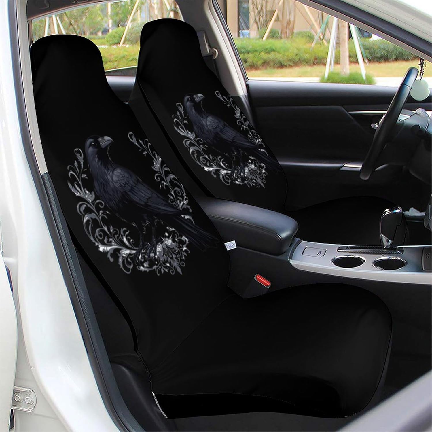 Crow Car Seat Covers Universal Car Front Seats Protector Auto Interior Accessories 1PCS