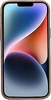 Vista 3 de Bayelon Funda de casco para iPhone 14 Plus - Funda delgada 360 de grano completo - Funda de cuero con función de atril (marrón oscuro)