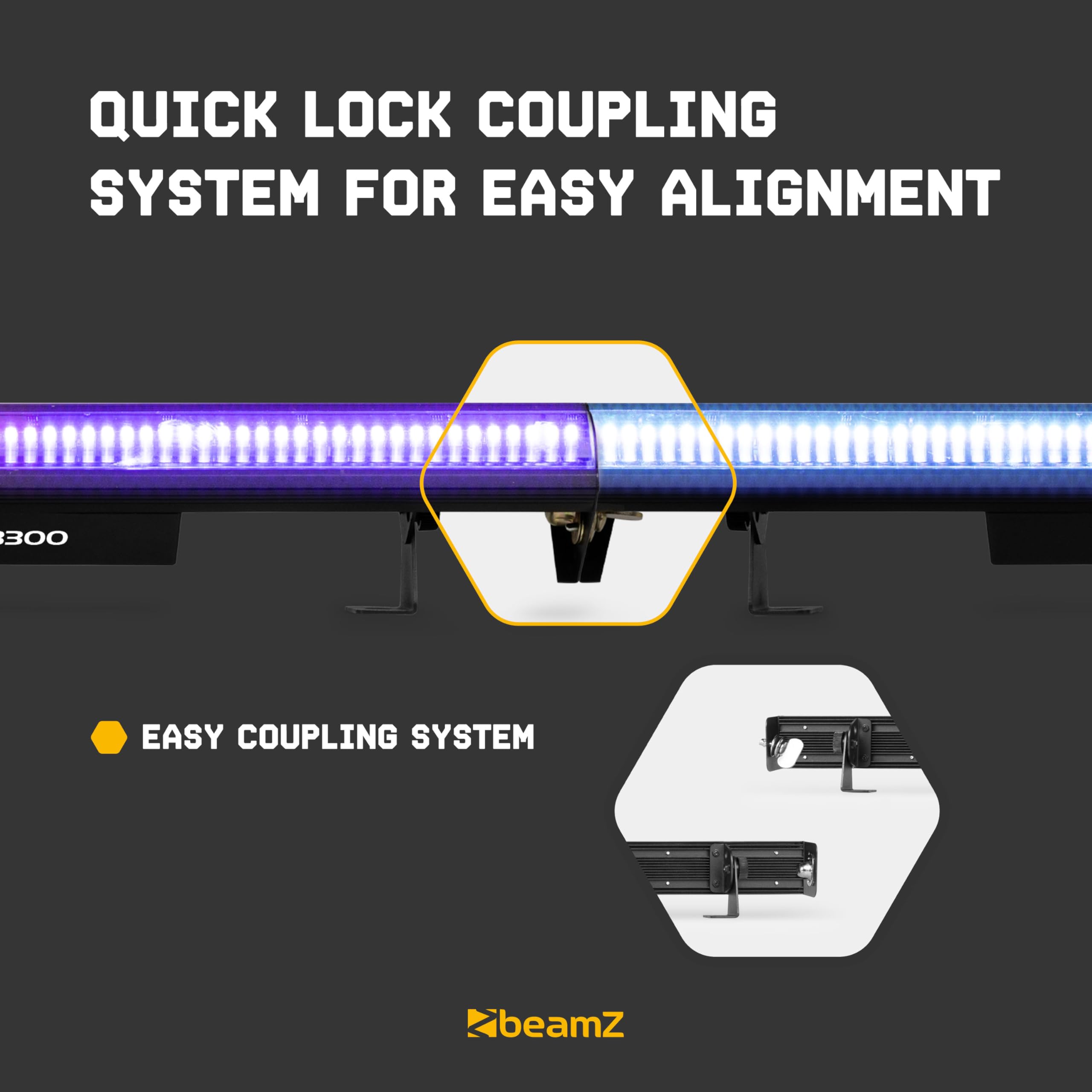 BeamZ STB448 - DMX LED Bar RGBWA mit Strobe, 64 DMX-Segmente, Lichtorgel Musikgesteuert, PowerCon Daisy Chain, 224 RGB LEDs, 112 Weiß/Amber, Partybar Bühnenlicht Lichtorgel DJ Lichttechnik