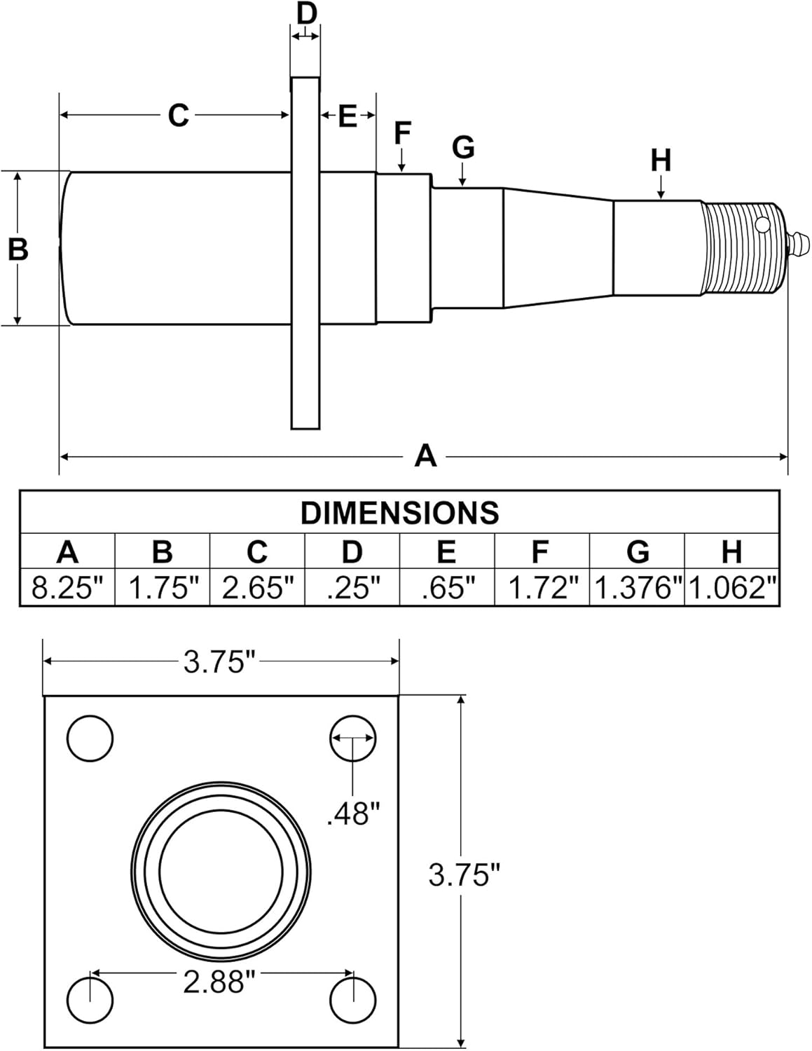 Pair of 5-Bolt on 4-1/2 Inch Hub Assembly (AKRD-3500545F) Includes (2) Flanged, 1-3/8 Inch to 1-1/16 Inch Tapered Spindles & Bearings
