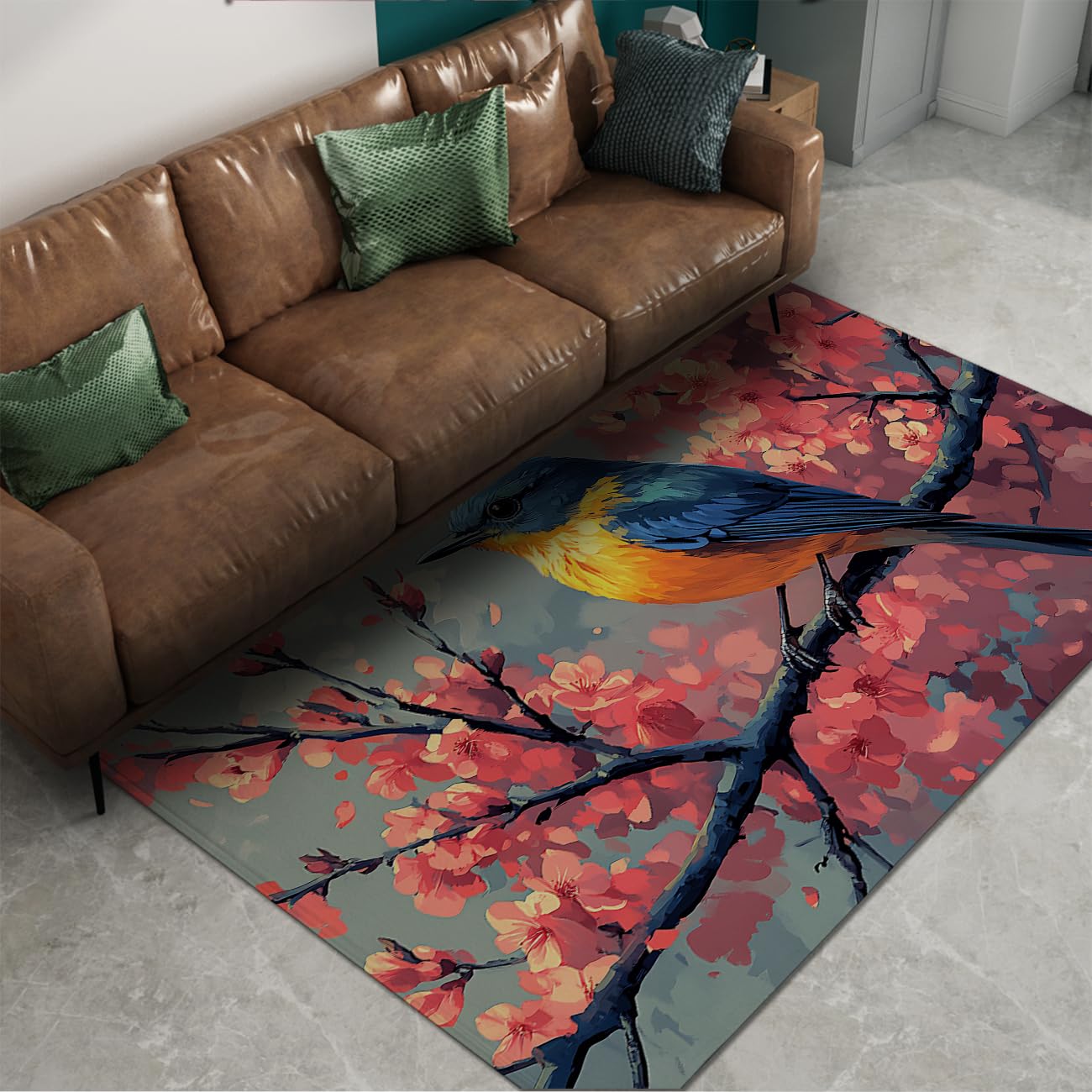 Tapis de salon fleurs de cerisier pour une chambre zen