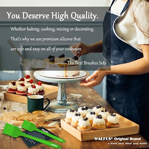 Miniatura 16 de Walfos Cepillo de silicona para pastelería, juego de cepillos para untar resistentes al calor, perfecto para hornear, parrilla de barbacoa, cocina