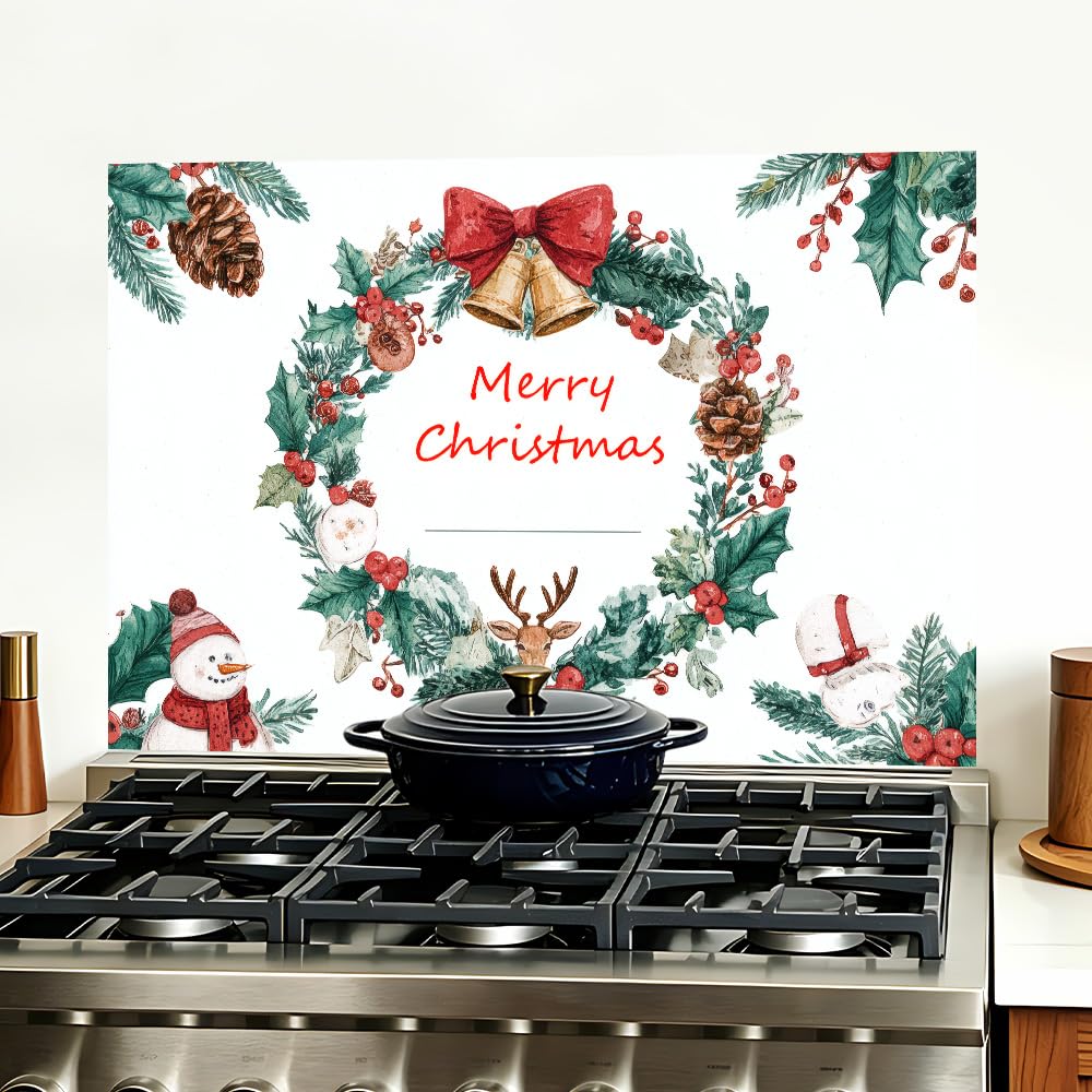 Christmas Wreath Backsplash Peel and Stick, 35.4x23.6 in