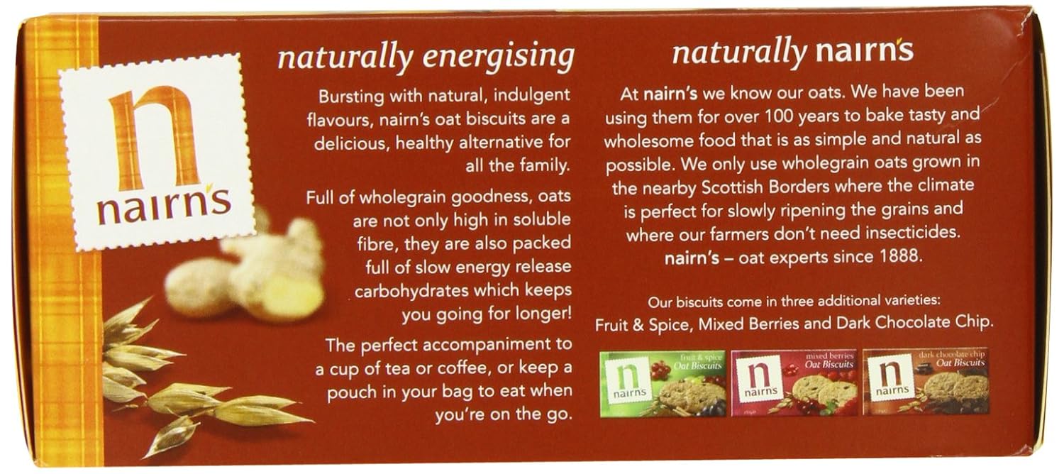 Nairn's Stem Ginger Oat Biscuits, 7.1-Ounce Boxes (Pack of 6)