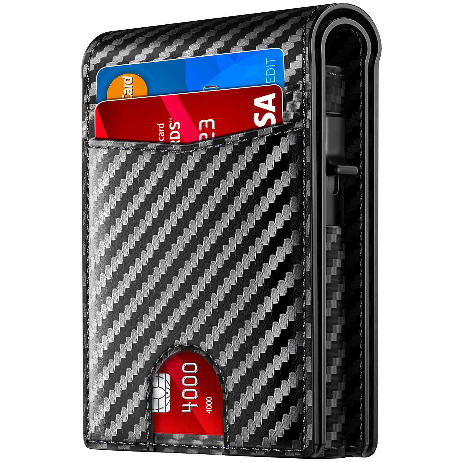 RUNBOX Slim Wallet for Men, Minimalist RFID Pop-Up Wallet, 11-13 Cards & ID Window