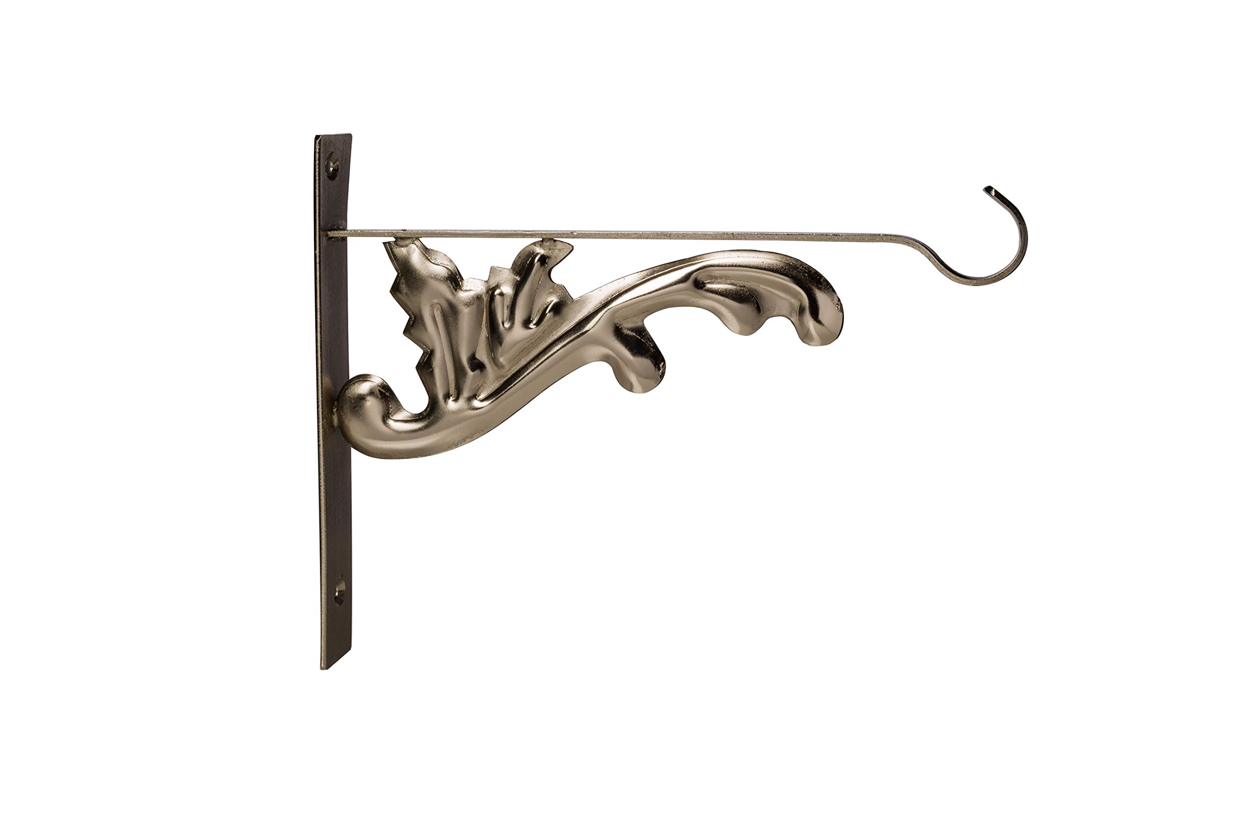 Wall Hanging Hook Holder for Garden Lanterns Modern Design Set of 2 Metal Bracket Hangers for Basket Plant Pot Bird Feeder Indoor & Outdoor Uses (Silver)
