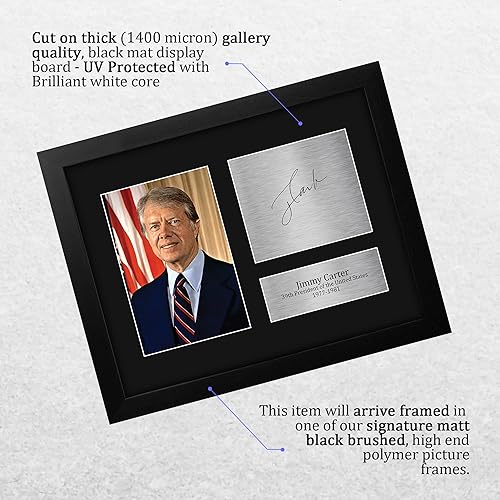 Miniatura 3 de HWC Trading Autógrafo del presidente de los Estados Unidos, Jimmy Carter, USL, reproducción firmada enmarcada, impresión impresa, foto para