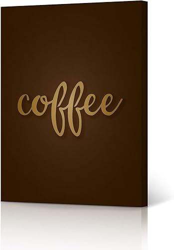 HB Art Design Coffee Vintage Lettering in Brown Background Canvas Print Wall Art Coffee Bar Decor Coffee Signs Kitchen Wall Decor Dining Room