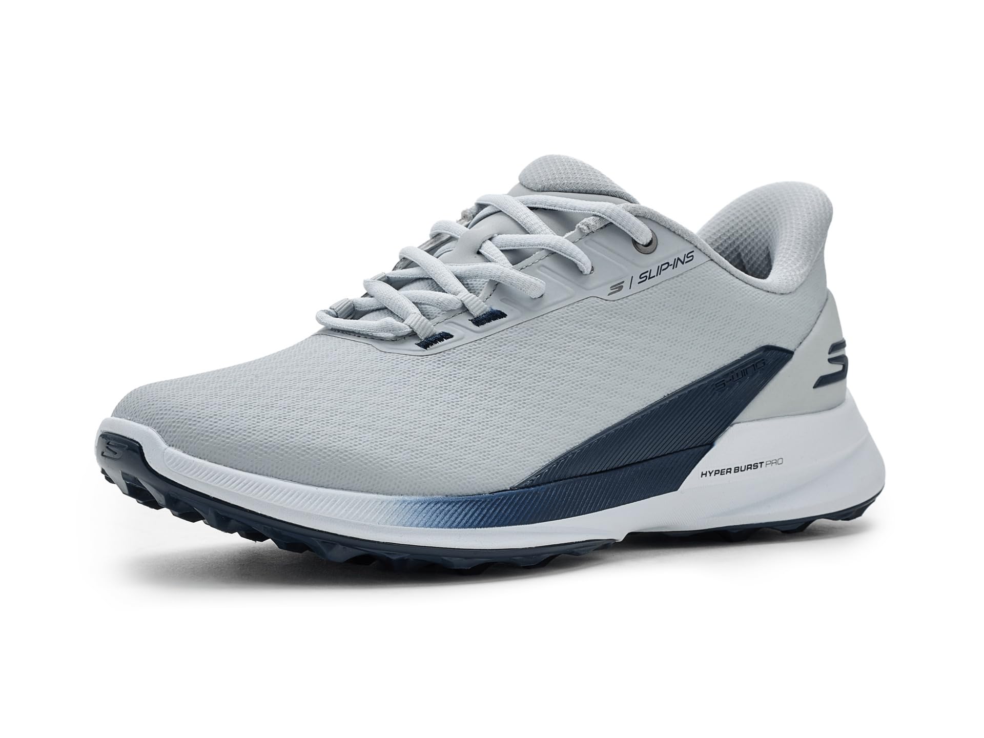 Skechers Men's Go Golf Mens Waterproof Synthetic Lace-Up Spike Less Golf Shoe Slip-in Trainers, Gray/Navy, 11.5 UK