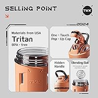 Vista 2 de TKK Blender Shaker Bottle 24 Ounce With Blending Ball Plastic Protein Shaker Bottle for Pre & Post workout Protein Drink Shaker Cup USA Tritan BPA