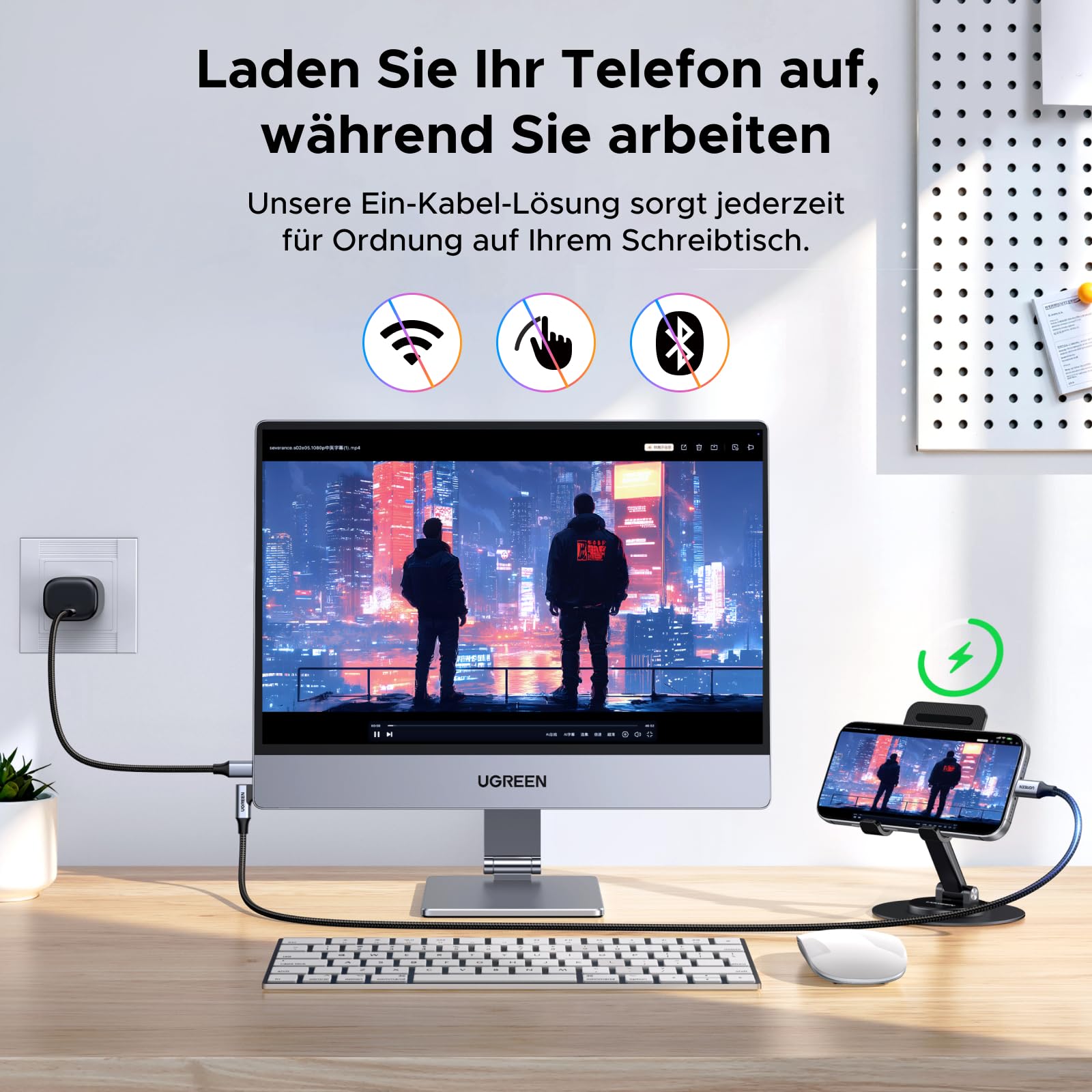 UGREEN 2,5K Portable Monitor 16 Zoll, Tragbarer Monitor IPS 2560×1600@165Hz HDR400 500nits 100% sRGB mit Magnetständer, USB-C Vollfunktionsanschluss × 2 & Mini HDMI für Mac/Laptop/PC/PS5/Switch