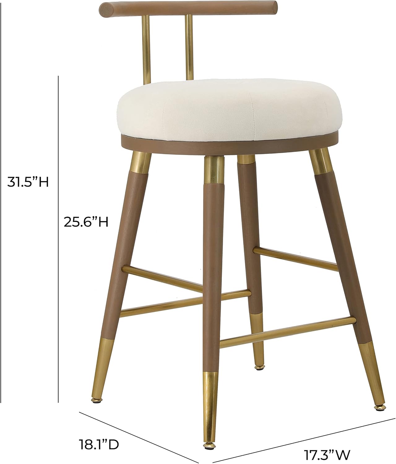 Tov Furniture Juniper Cream Velvet Counter Stool