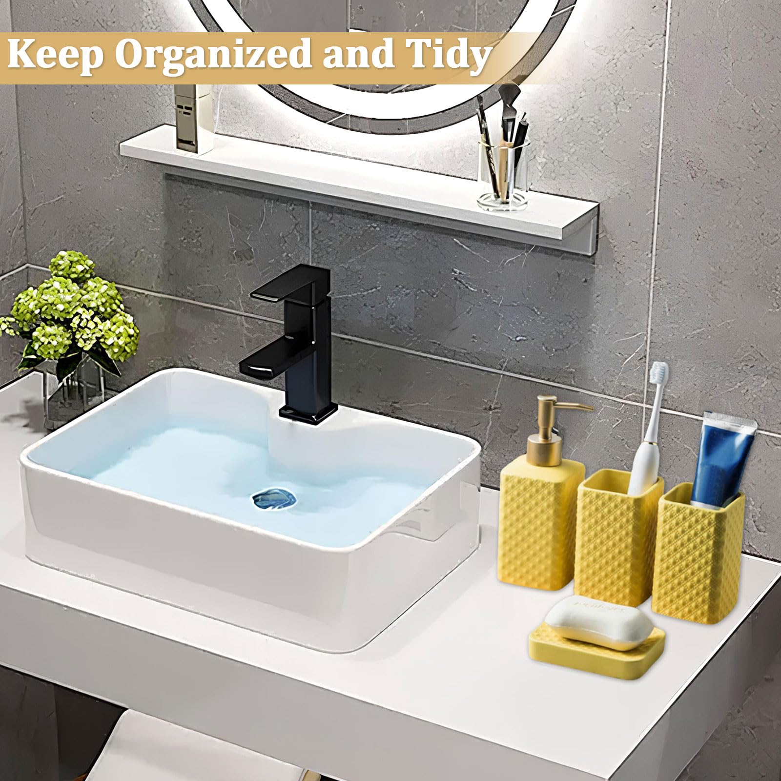 Ensemble d'accessoires de Salle de Bain en céramique - Distributeur de