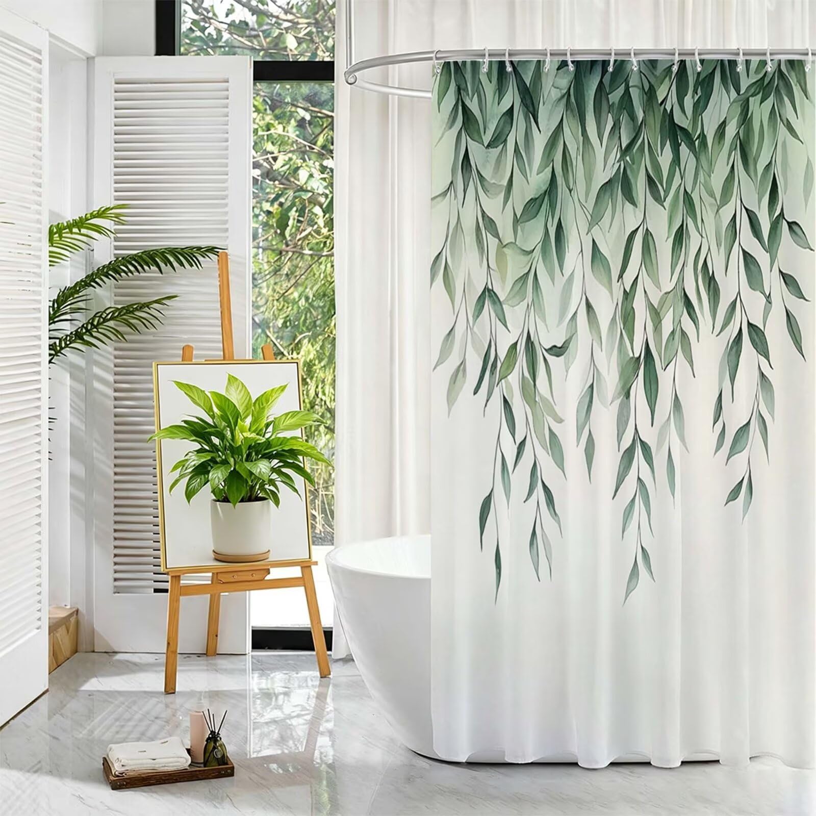 Grün Duschvorhang, 200x250cm Duschvorhang Badewanne D-488