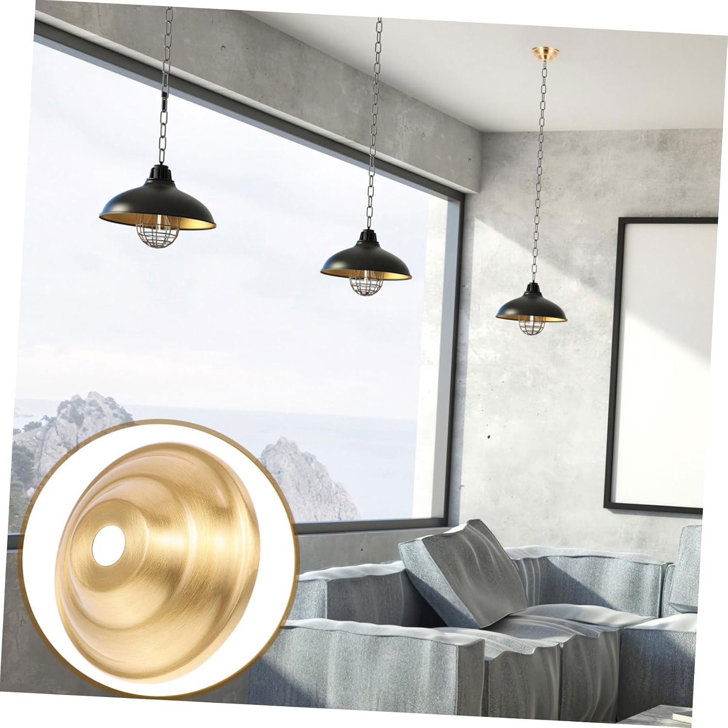 4pcs Brass Lamp Finial Holder Sturdy Pendant Light Base Unique Design for Bedside -saving Ceiling-mounted Fixture Aesthetic Semi-enclosed