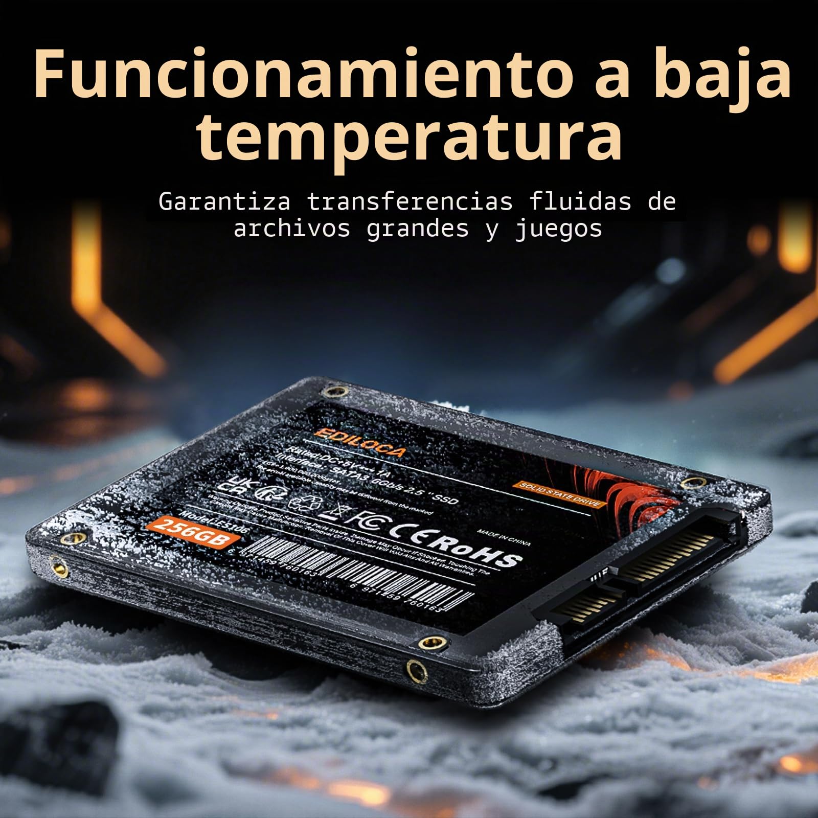 Ediloca ES106 - Disco Duro Interno SSD SATA III de 256 GB 3D TLC NAND Flash de 2.5 Pulgadas, hasta 550 MB/s de Lectura, actualización de Memoria y Almacenamiento de PC o portátil (Negro)