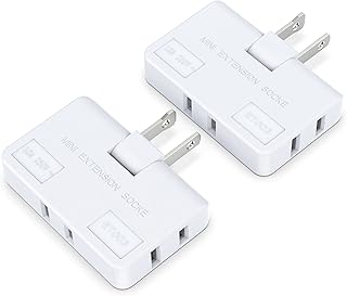 3 Way Flat Wall Outlet Extender AC Adapter - 2-Prong Swivel Mini Indoor Wall Tap Plug, Outlet Splitter (Quick & Easy Insta...