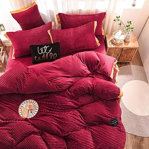 Miniatura 5 de AXOIN HZH FMOGG Duvet Cover Set Double,Winter Duvet Cover Set, Double Duvet Cover Set 4 Pcs Bedding Set Double Bed Soft Warm Flannel Thick Quilt