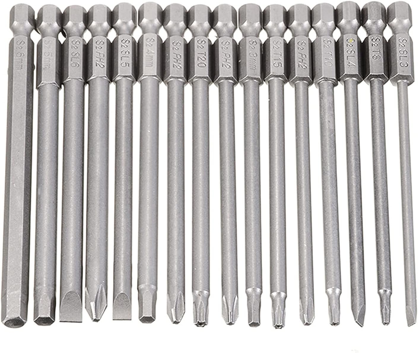 Screwdriver Bits 16 Pieces Of 100mm Long Alloy Steel Magnetic Head Cross Phillips Hex Screwdriver Bit Set Torx Head Hex Screwdriver Bit