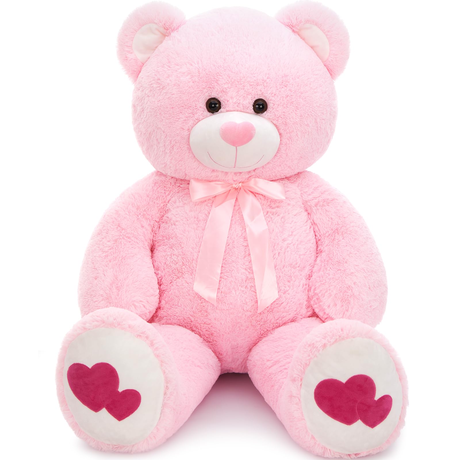 MorisMos Giant Teddy Bear 120cm (4ft) - Large Big Teddy Bear Pink white Stuffed Animal Plush Gift for Kids Girl Boy Him She, Valentine's Day, Birthday, Christmas