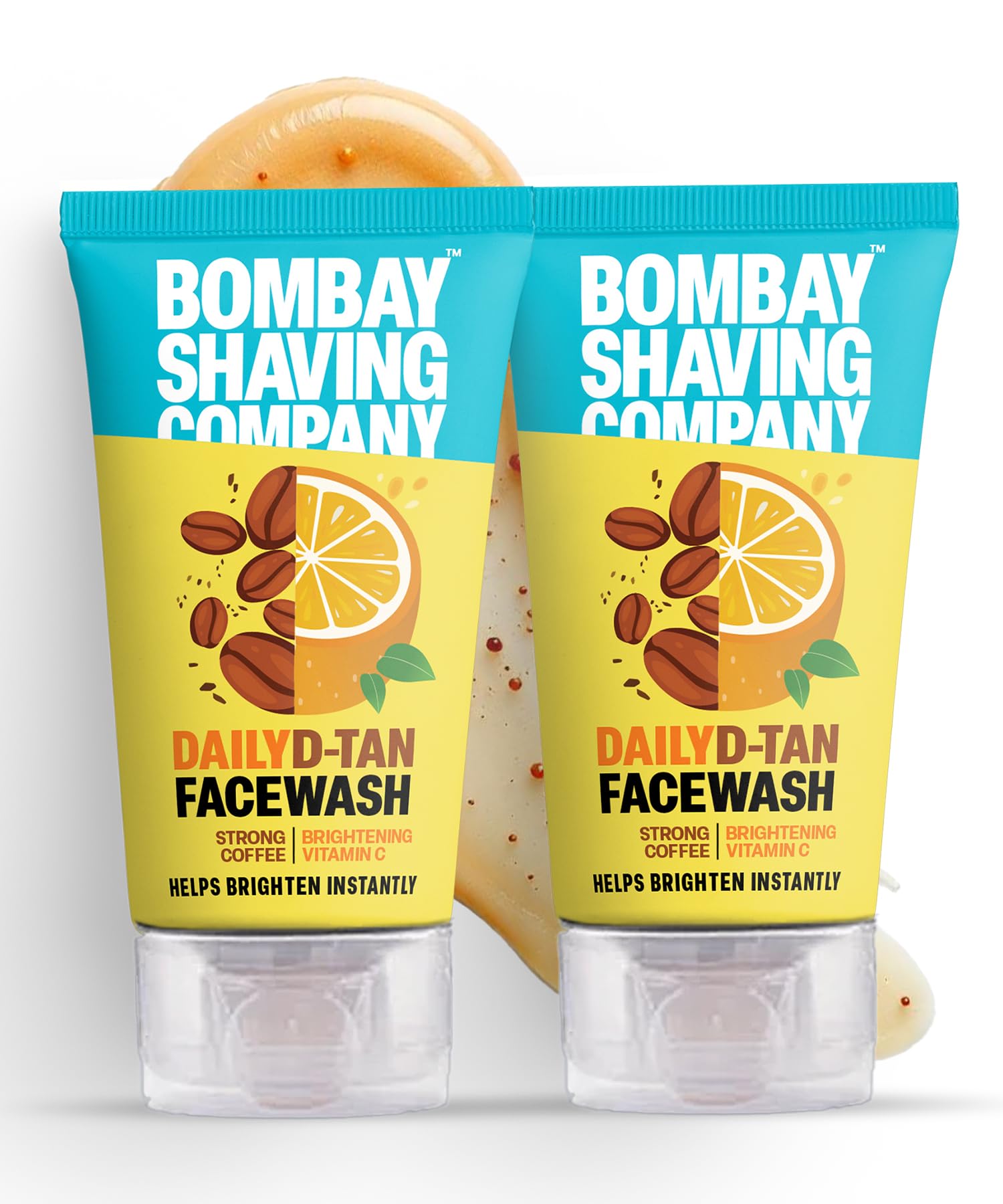 Bombay Shaving Company Daily Detan Face Wash Combo (2 x 100g) | Coffee & Vitamin C | Tan Removal & Brightening | Removes Sun Tan, Dirt & Pollution | Value Pack