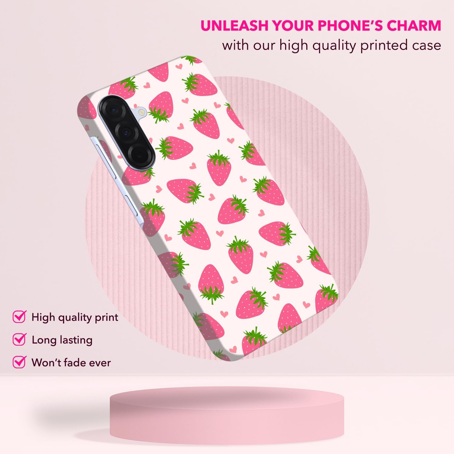 for Samsung Galaxy A36 5G, Samsung A36 Case with Stylish Strawberry Pink Pattern Design Printed Cute, Sleek Durable Hardshell Protective Designer Phone Case/Cover for Samsung A36 - Image 5
