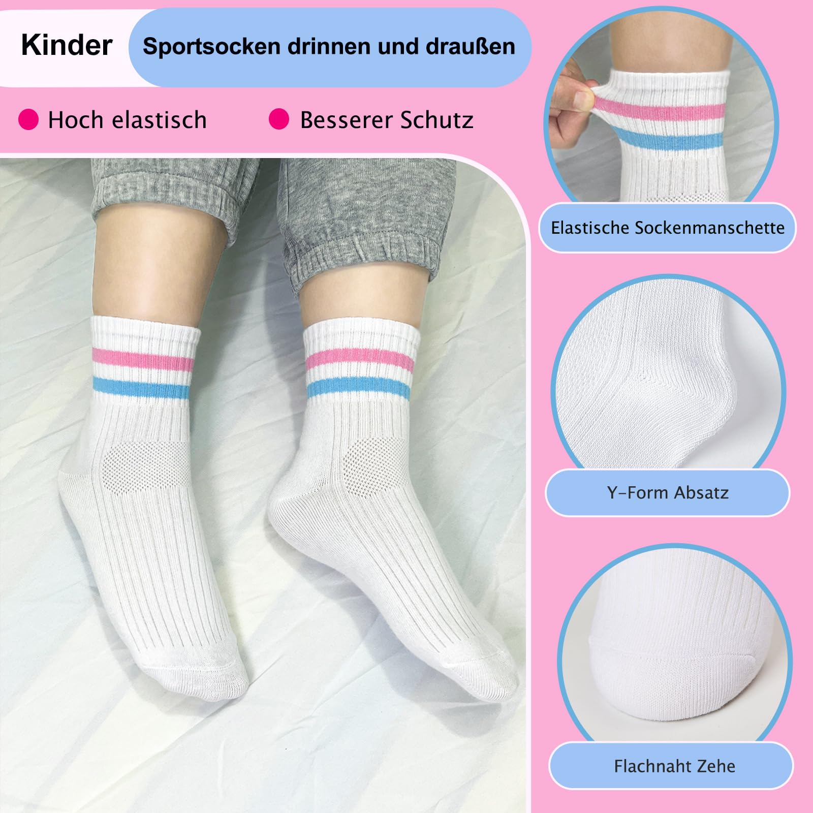12 pares de calcetines de tenis para niñas calcetines deportivos niños calcetines de tenis calcetines deportivos para niños