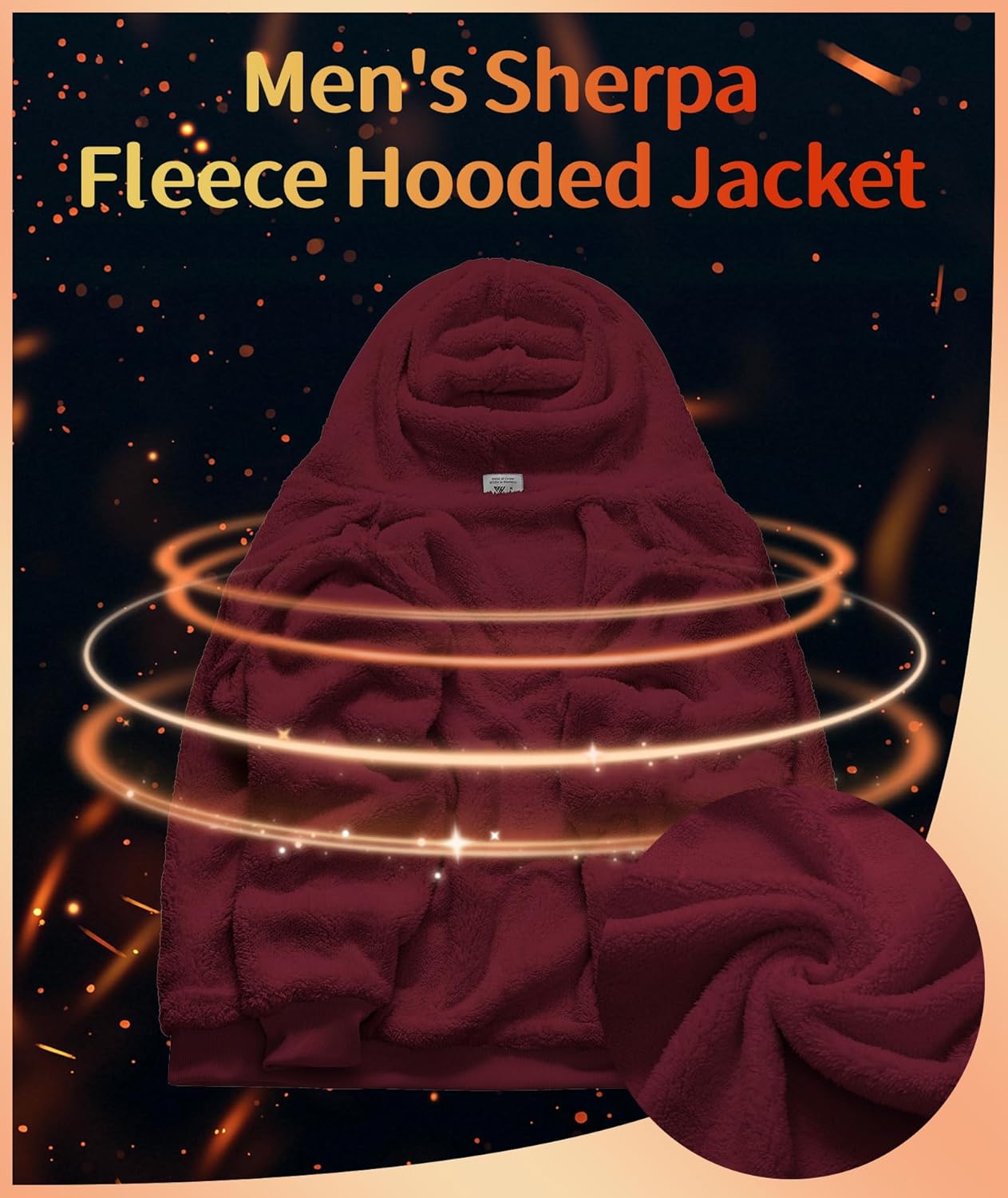 JACKETOWN Mens Fleece Hoodies Winter Zip Up Fleece Jacket Sherpa Fleece Lined Warm Thick Jacket Coat