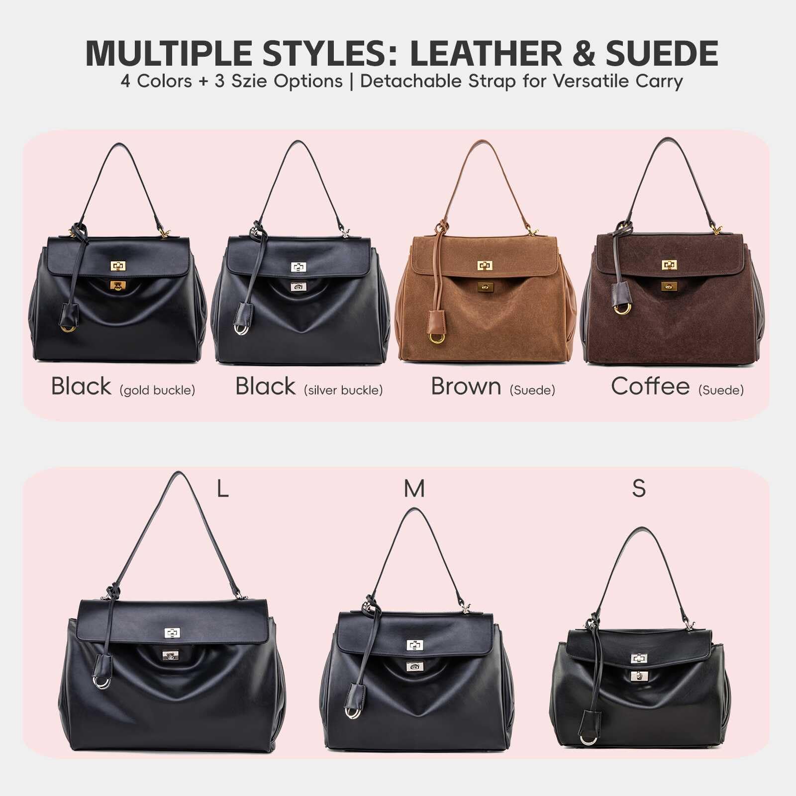 Borsa tote da donna in pelle scamosciata e pelle, borsa a tracolla in morbida pelle per donne, borsa a tracolla per viaggi e lavoro
