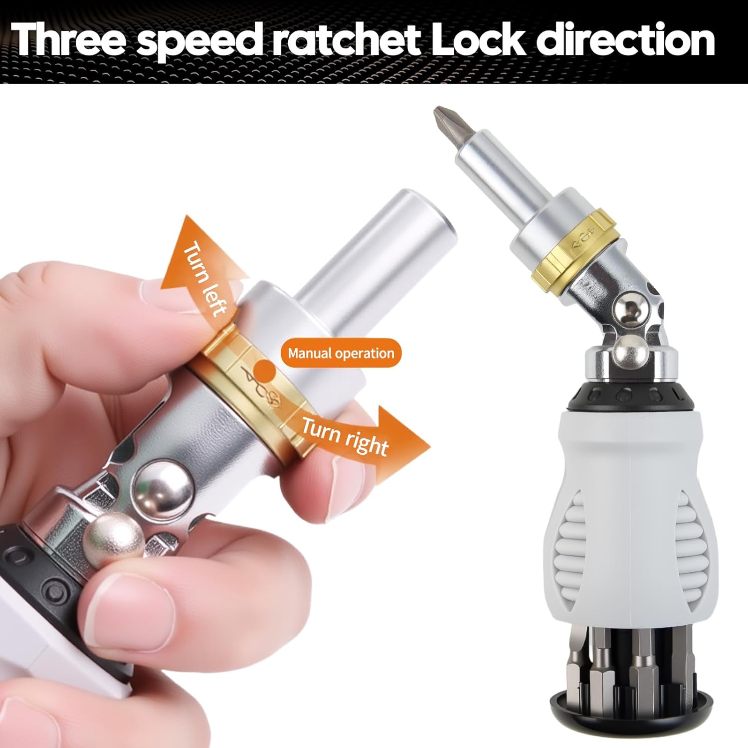 8-in-1 Stubby Ratcheting Screwdriver Set, Multi-bit Screwdriver, Adjustable Magnetic Screw Driver Set Kit, Flat,Philips, Slotted,Torx, Hex, Man Gift Nut Driver for Furniture, Bike, Door & Car Repair - Image 7