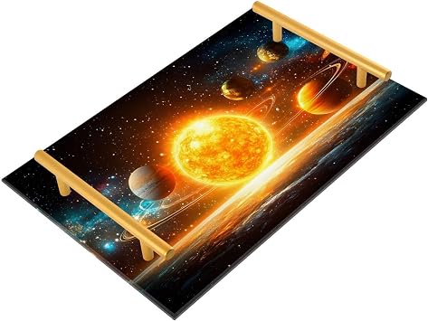 Planets Vanity Tray Acrylic Metal Handle Serving Tray for Bathroom Living Room Bedroom Home Decor 7.8711.81 in