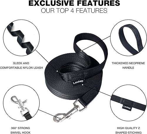 Miniatura 4 de Correa de entrenamiento para perros de 15 pies, 20 pies, 30 pies, 50 pies, 100 pies, correa extra larga para perros con mango acolchado para razas