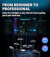 Vista 3 de The ONE Polaris - Batería eléctrica con USB MIDI y audio Bluetooth y conectividad USB MIDI, batería electrónica con almohadillas de malla, más