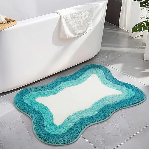 Miniatura 13 de HAOCOO Alfombras de baño naranja antideslizantes lavables, alfombra de baño de felpa suave de forma irregular antideslizante, alfombra de microfibra