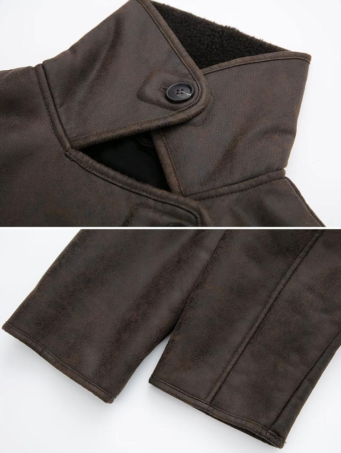 loveimgs Women Thick Sherpa Lined Faux Suede Jacket Oversized Leather Coat Shearling Fleece Moto Jacket Biker Winter Overcoat - Image 6