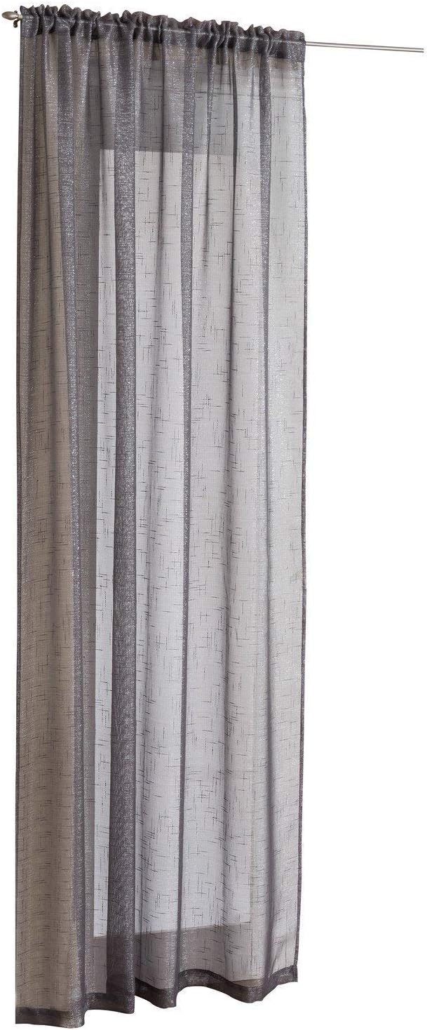Grey Sparkle Voile Curtain Panel Slotted Top 54 Wide x 72 Drop (138cm x 183cm)