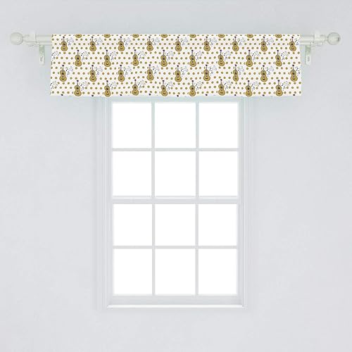 Miniatura 2 de Ambesonne Guitar Window Valance, Hand Drawn Style Pattern with Musical Instruments Notes Polka Dots Retro, Curtain Valance for Kitchen Bedroom Decor