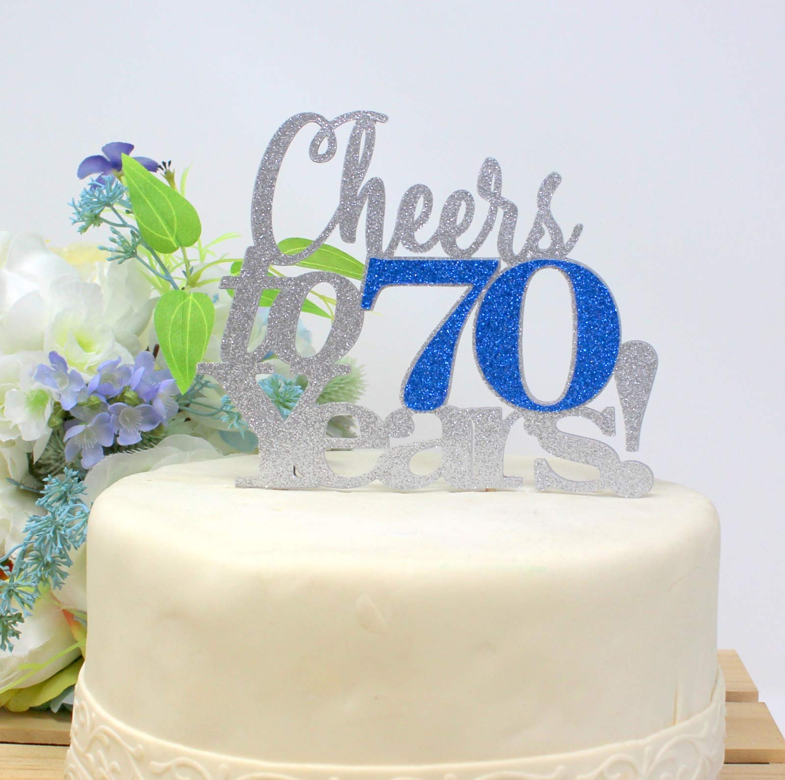 Tortenaufsatz '70 Years Loved' – Silberner Glitzer, 22,9x14 Cm, Kuchendekoration Für 70. Geburtstag & Hochzeitstag