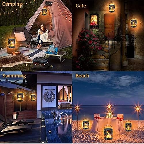 Miniatura 6 de Luces solares de llama parpadeante de metal, linterna solar colgante al aire libre, iluminación de alta resistencia, funciona con energía solar,