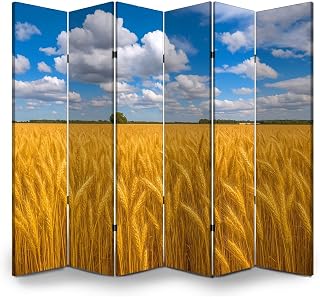 Room Divider Panel Folding Privacy Screen Agricultural Countryside Landscape ripening Field Wheat Wood Partition Wall Panels Freestanding Screen Dividers for Room Separation