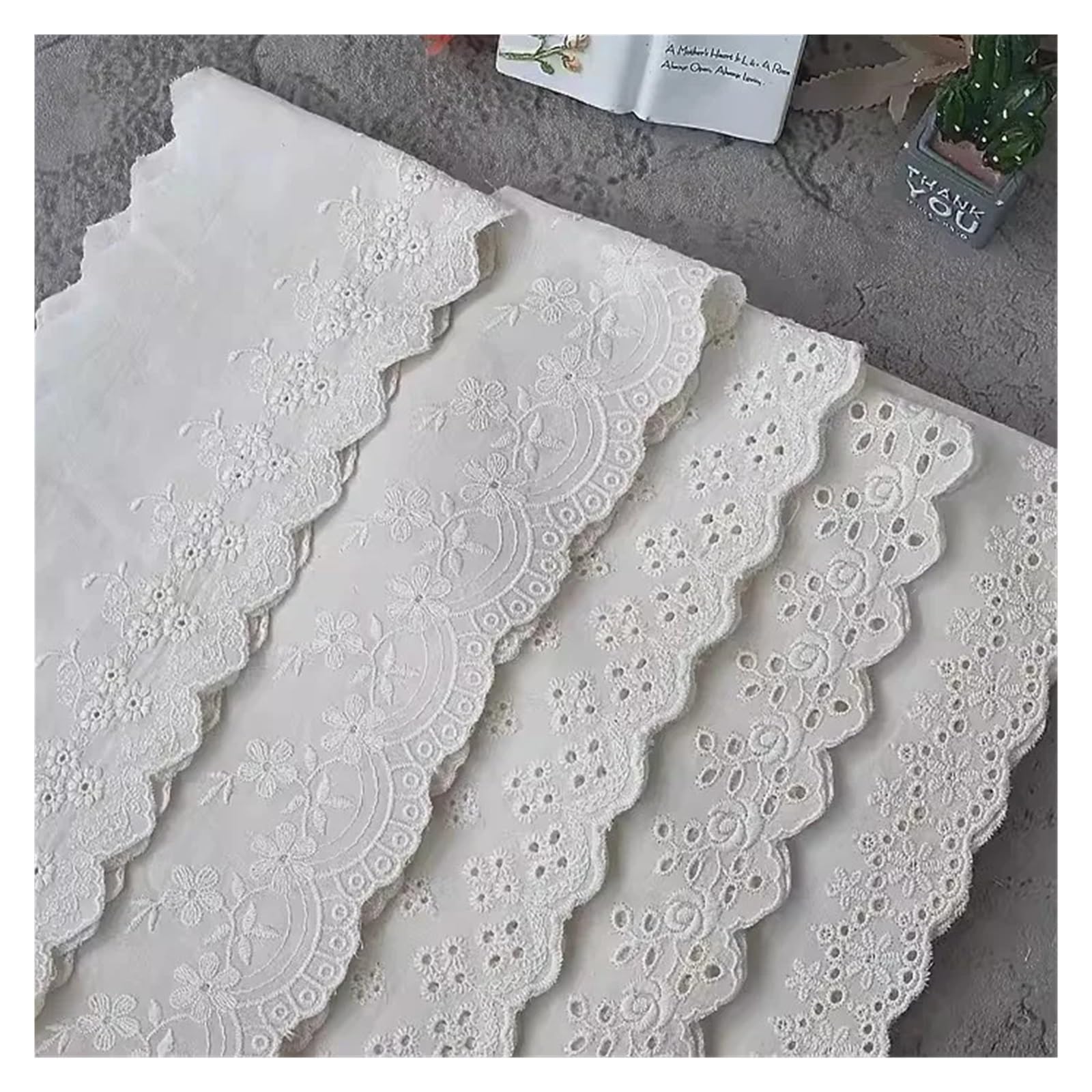 Cinta de Encaje 3 yardas/lote de tela algodón Beige albaricoque bordado hueco adorno encaje hecho a mano DIY ropa vestido cortinas orillo cinta decorativa para Decoración de Bodas(D Beige 8cm,5Yard)