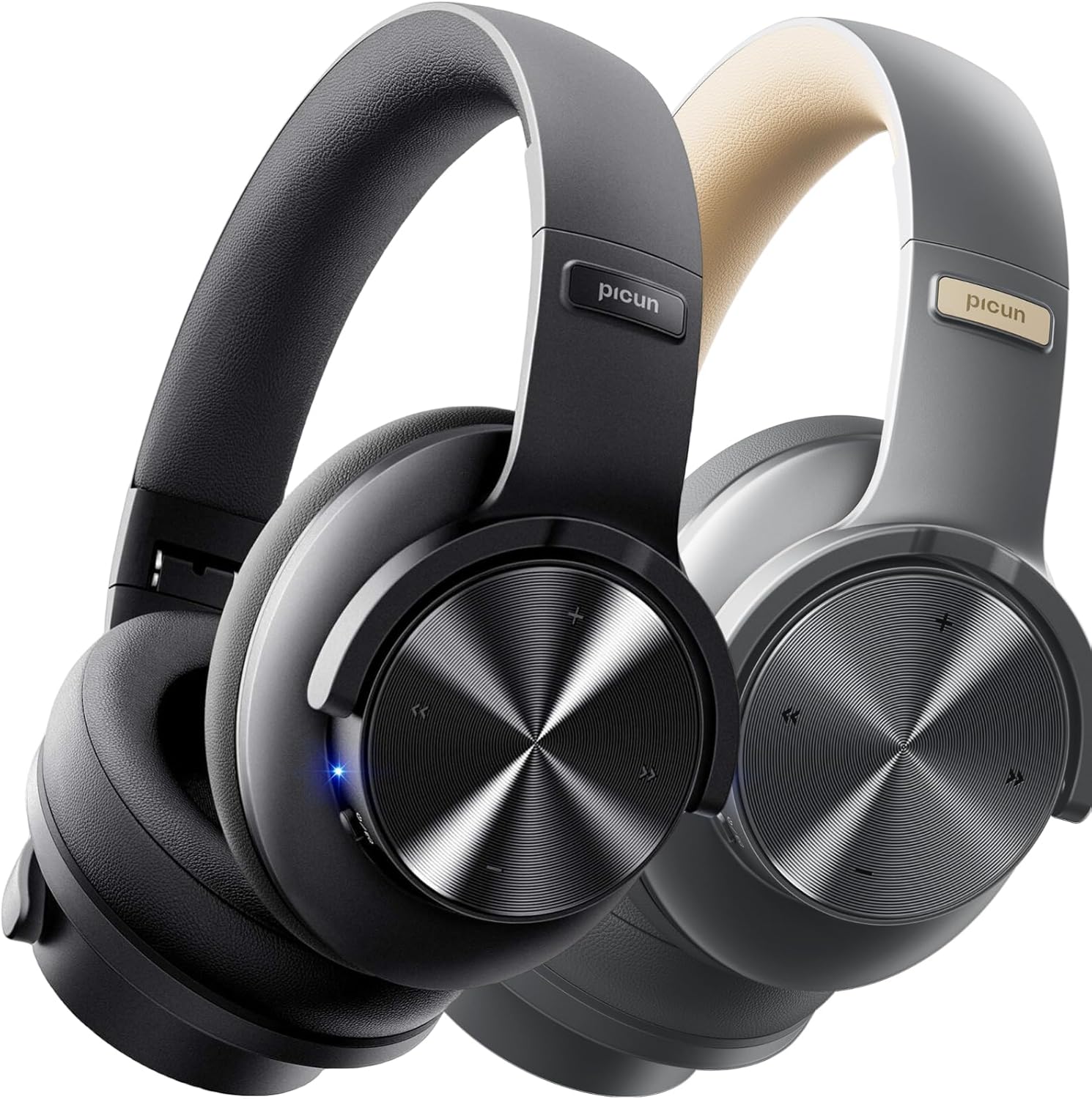 Picun 【2PACK】 B8 Headphones Wireless Bluetooth Black & Gray