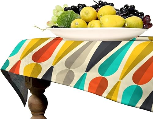 Miniatura 141 de Mantel floral hippie, diseño retro de los años 70, naranja, rosa, azul, floral, bohemio, estampado estético de margaritas, para fiesta, picnic