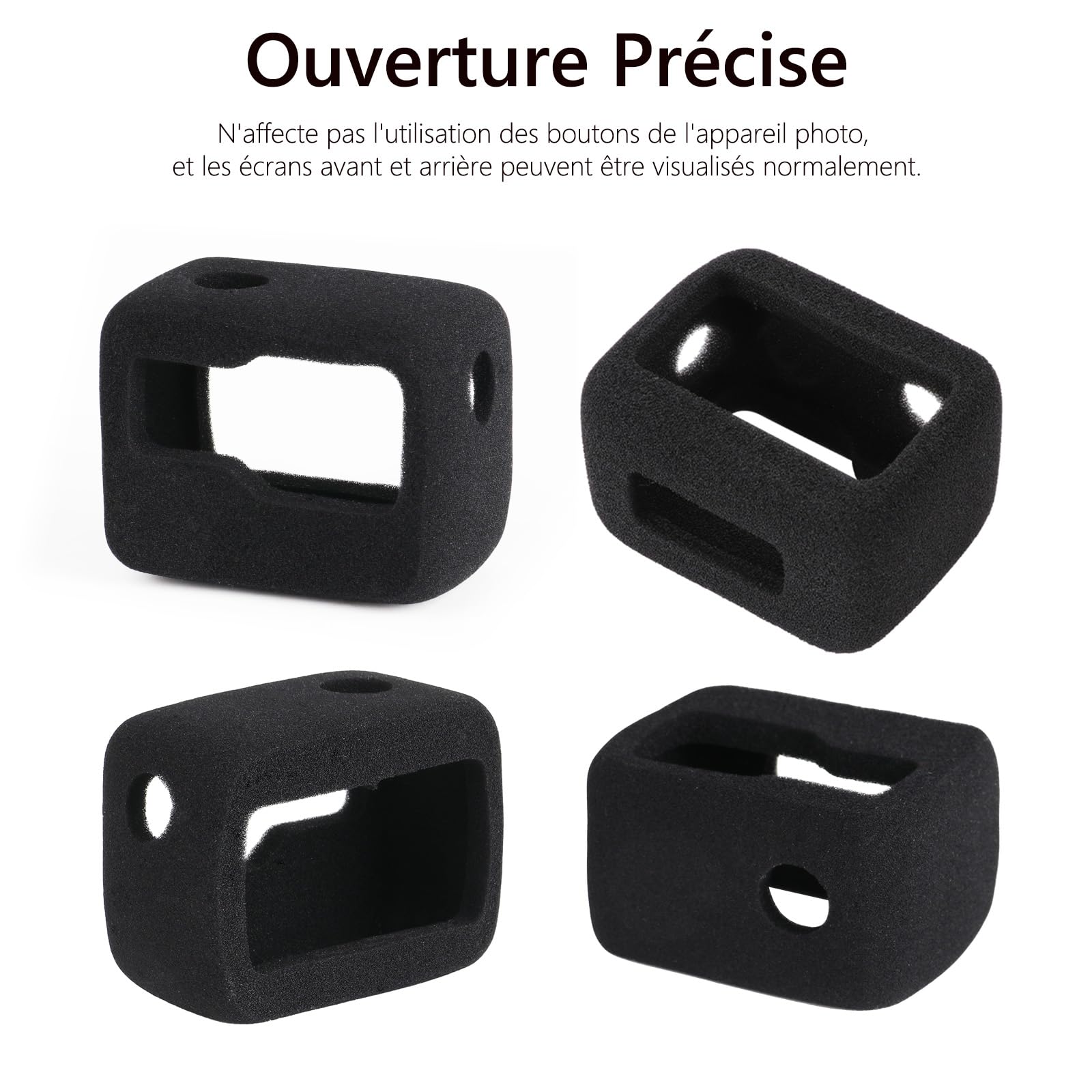 HSU 2 Pièces Coque de Protection Anti-Vent pour Insta360 Ace Pro, Boîtier en Mousse de Réduction de Bruit