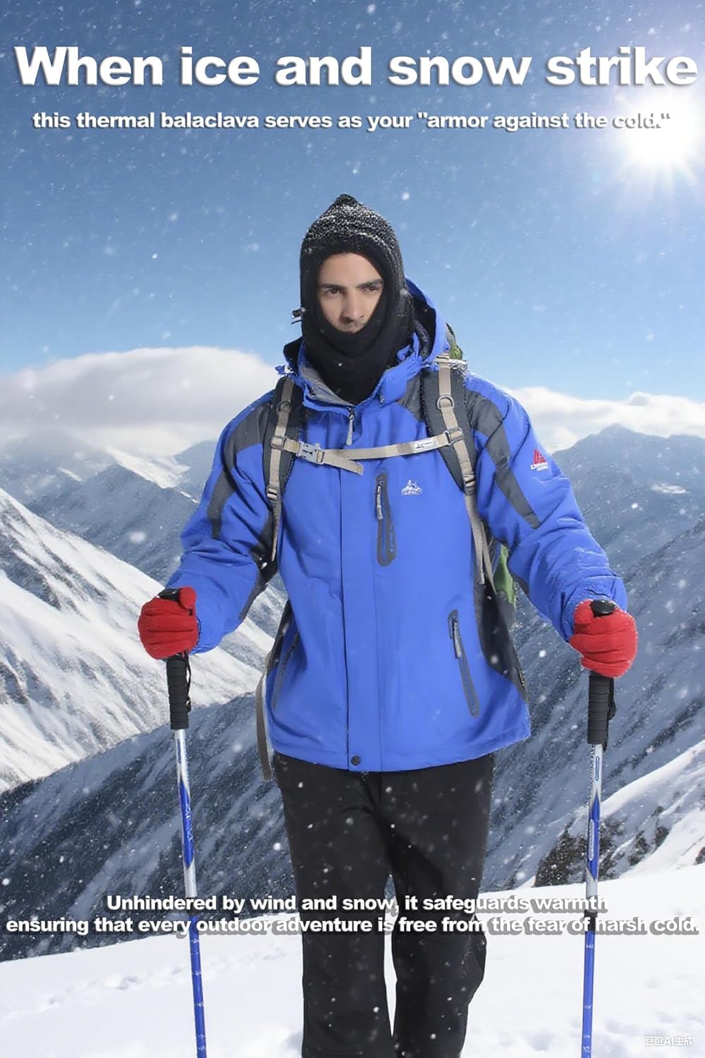 Wind Tour Breathable Adjustable Hat, Winter Balaclava, Ski Mask with Thick Warm Fleece Face Cover for Snowboarding, Skiing - Image 5