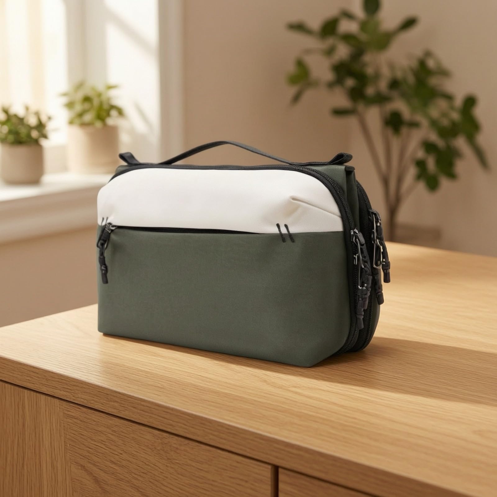Estuche para Cables con Asa Portátil, Negro