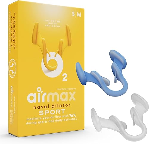 Air Max Paquete de prueba de dilatadores nasales deportivos unisex, ayuda para respirar fácil, segura y cómoda, mejora el flujo de aire, azul,