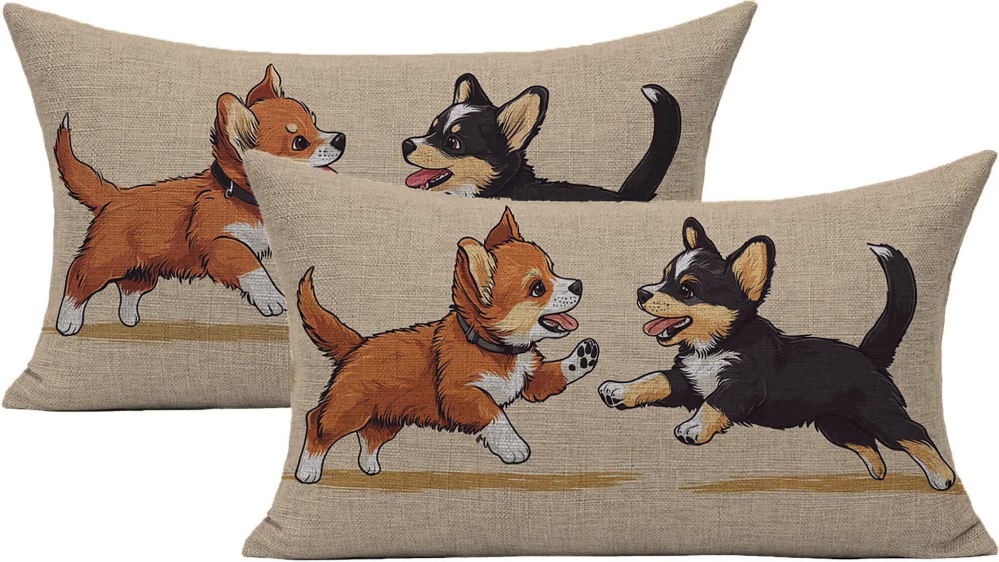 Housse de coussin extérieur imperméable 40x60 Lpfieonn lot de 2 en lin beige pour salon