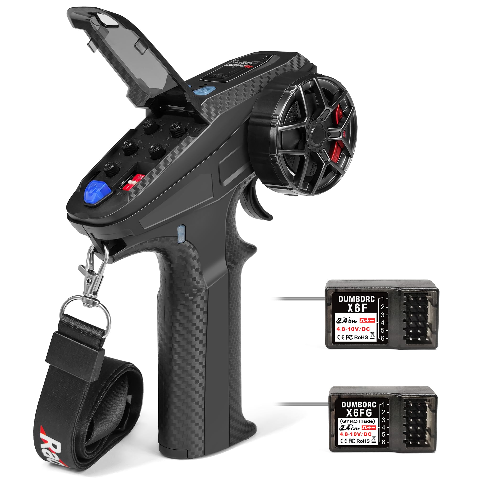 DUMBORC X6PM-350 6CH Mini RC Radio Transmitter with X6FG Gyro Receiver and X6F Receiver Low Voltage Alarm & Fail-Safe Function Mixed Mode for RC Vehicle Car Boat Tank Model Parts Portable Remote Contr